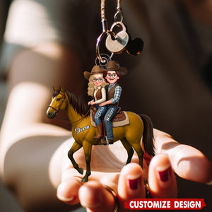 Personalized Horse Rider Couple Acrylic Keychain - Gift For Couple, For Horse Lovers