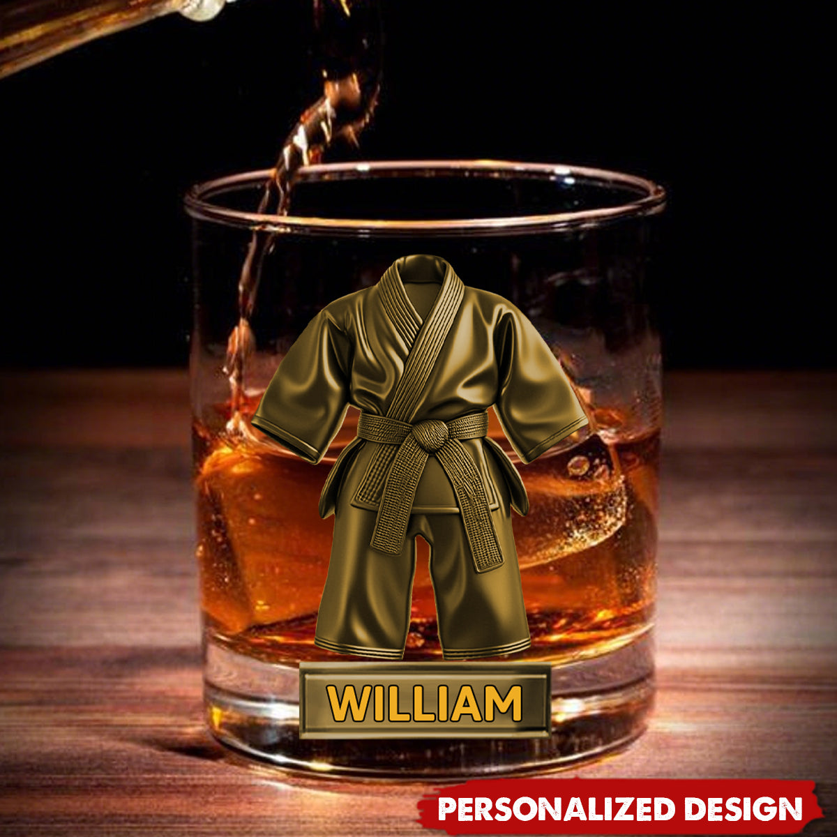 Personalized Black Belt Whisky Glass-Gift For Karate,Jiu-Jitsu,Taekwondo Lover