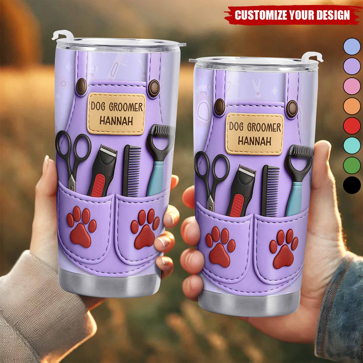 Celebrate Pet Grooming Passion With Scissors And Paw Prints,Custom Stainless Steel Tumbler,Gift For Dog Groomers