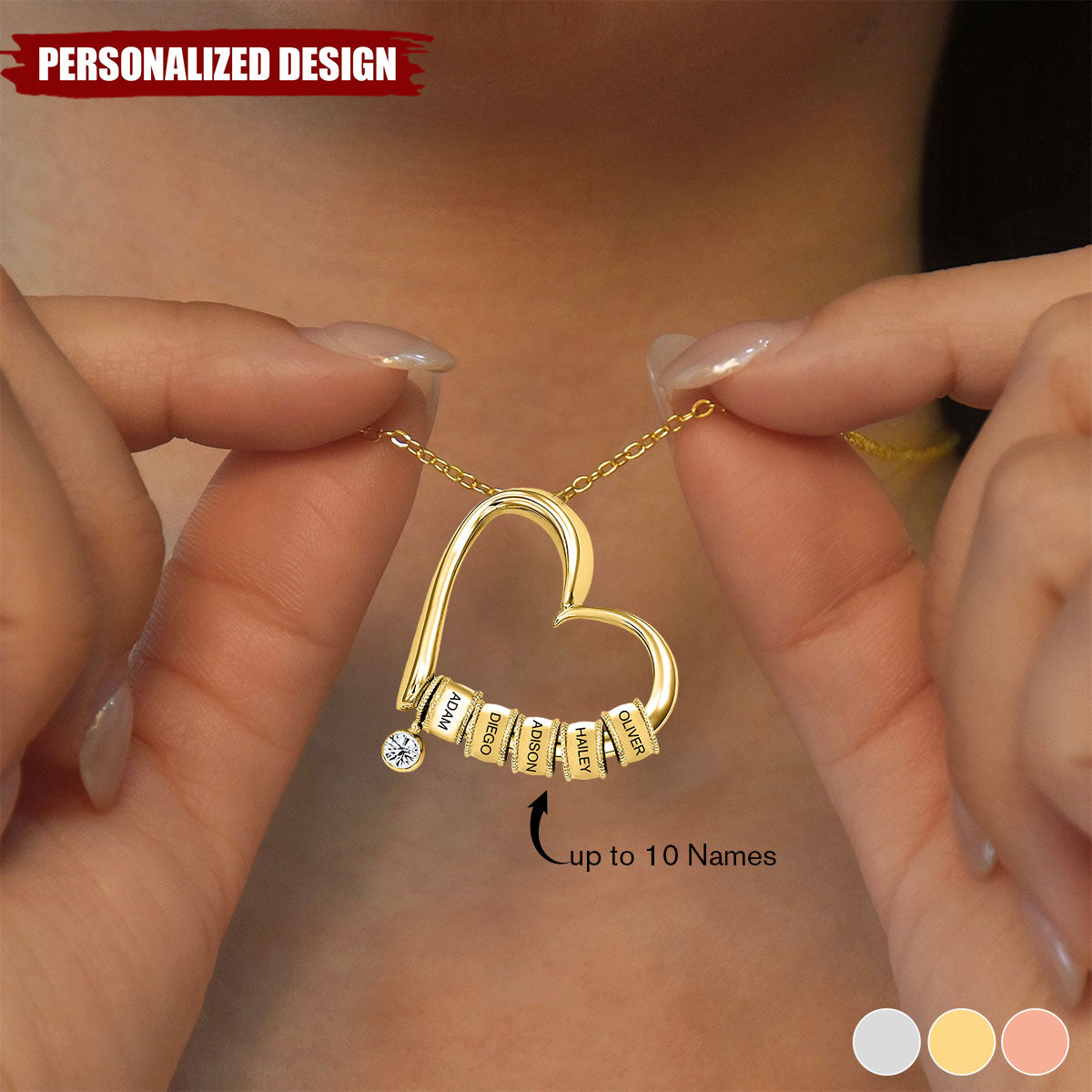 Personalized Name Hearts Necklace-Gift For Family