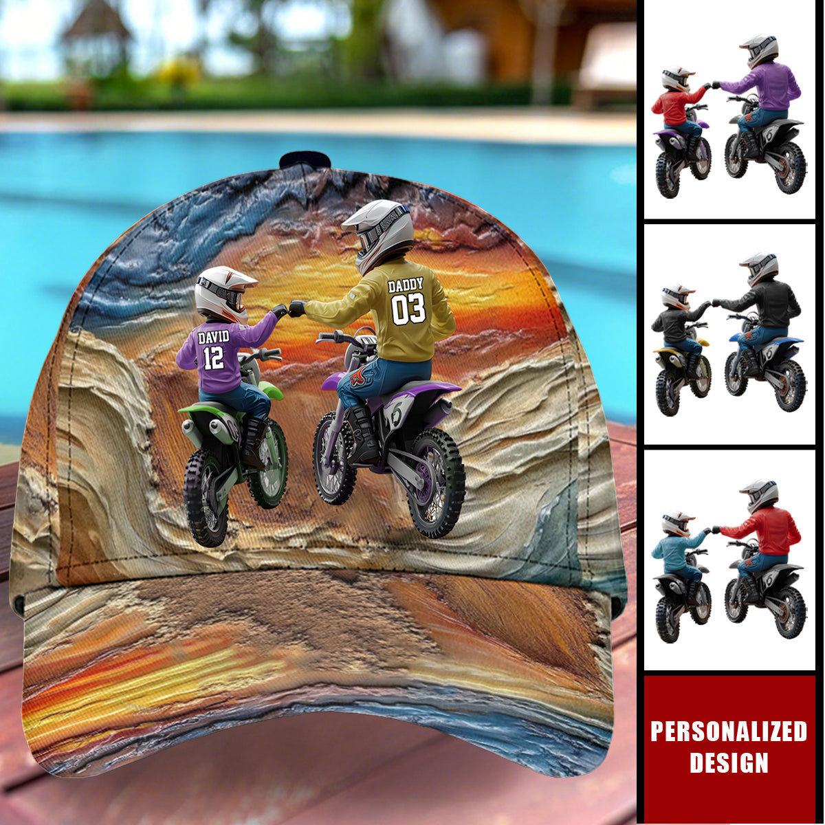 Dirt Bike Dad And Kid-Personalized Dirt Bike Cap