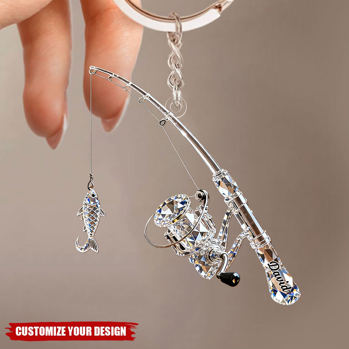 Personalized Fishing Rod Keychain Gift For Fishing Lover