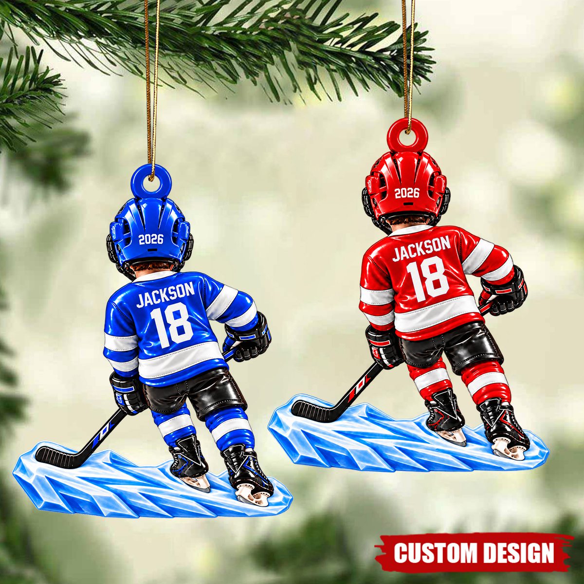Personalized Hockey Ornament, Ice Hockey Ornament