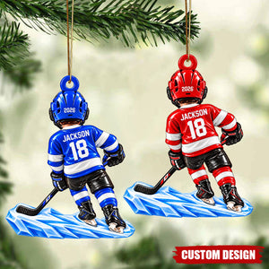 Personalized Hockey Ornament, Ice Hockey Ornament