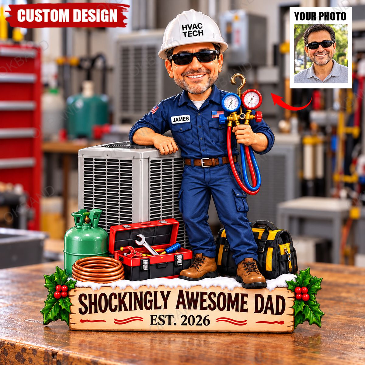 Personalized HVAC Technician Acrylic Plaque, Custom Photo HVAC Tech Gift