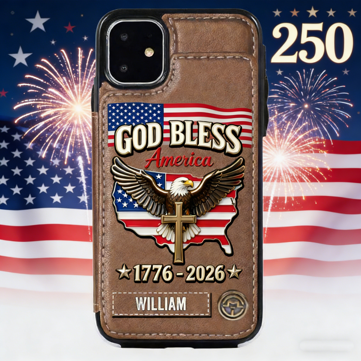 Personalized American 250Th Anniversary Wallet Phone Case