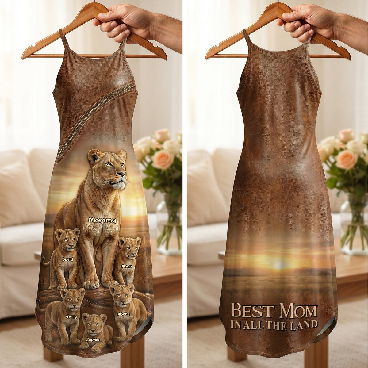 Lion Mom Suspender Maxi Dress - Personalized Gifts For Moms