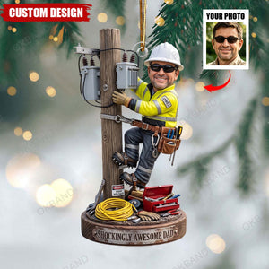 Personalized Lineman Dad Acrylic Ornament, Maintenance Worker , Electrician Award, Lineman Gift