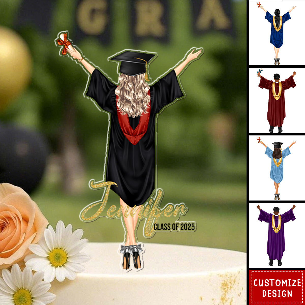 Personalized Graduation Cake Topper-Class of 2025