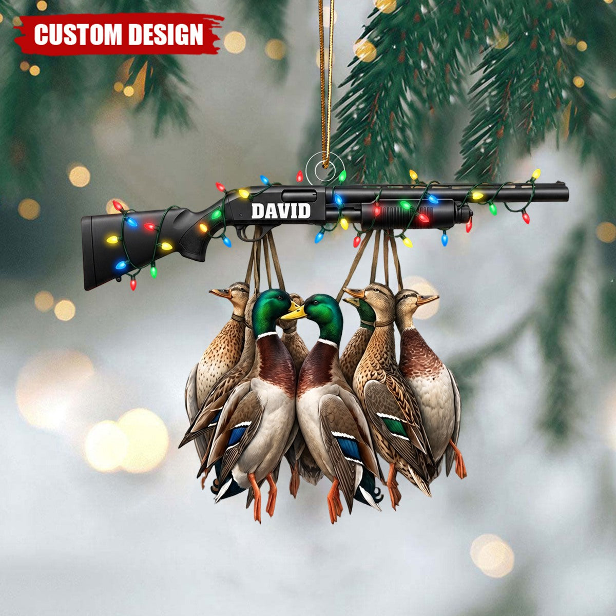 Personalized Duck Hunting Ornament , Custom Hunting Lovers Christmas Ornament