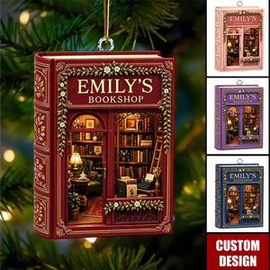 Personalized Reader Bookshop Ornament,Book Lover Gift, Miniature Library Decor