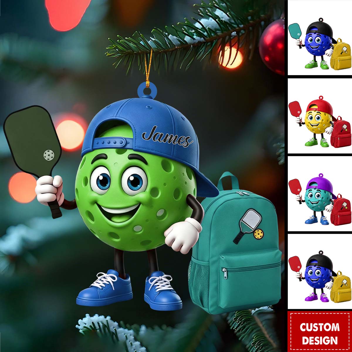 Personalized Cute Pickleball Mascot Ornament - Gift for Pickleball Lover - New Release