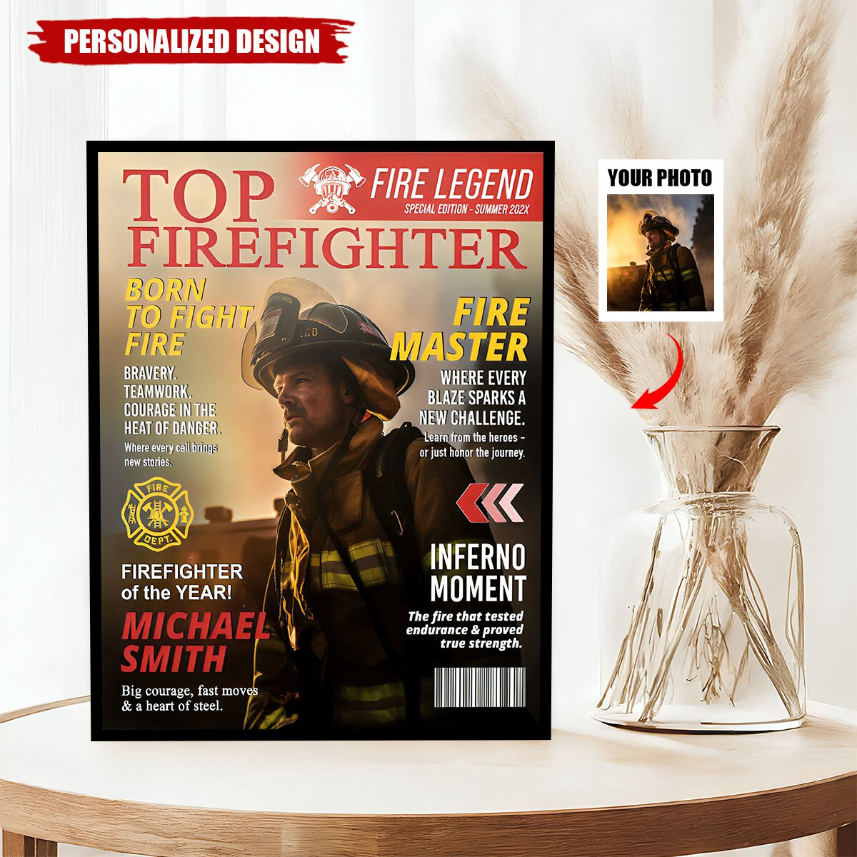 Personalized Firefighter Magazine Poster