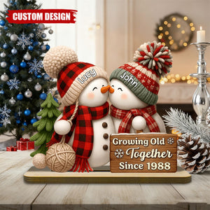 Personalized Snowman Couple Wooden Plaque