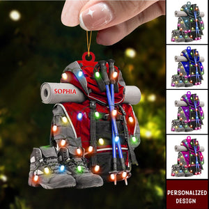 Personalized Hiking Bag Christmas Ornament,Camping Lover Gift,Keepsake Gift For Camper New Release Hiking Decor Gift