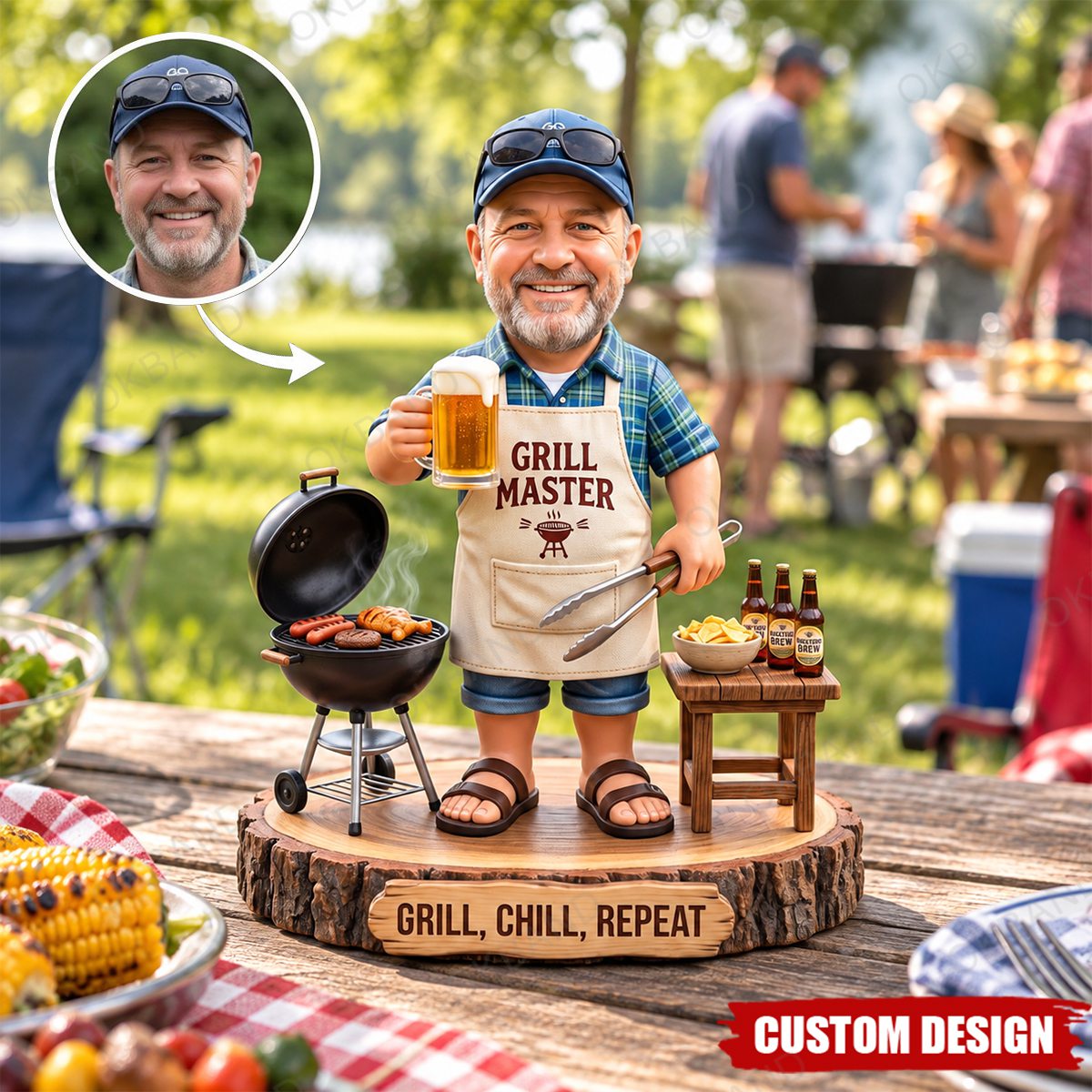 Personalized BBQ Dad 2D Acrylic Plaque, Custom Photo Grill Master Sign