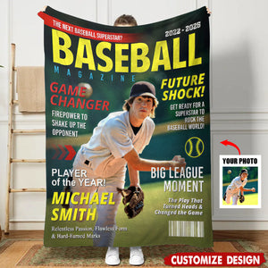 Personalized Baseball Magazine Cover Blanket - Gifts for Baseball Lovers