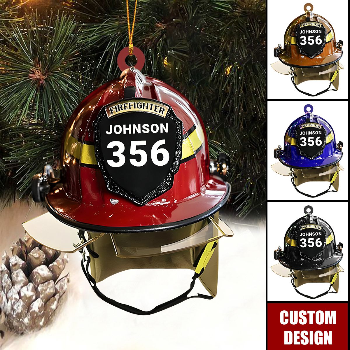 Personalized Firefighter Helmet Ornament - Fireman Gift, Firefighter
