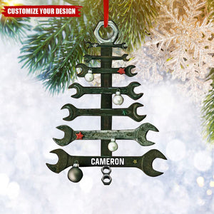 Personalized Wrench Tree Shape Christmas Ornament - 2024 New Release
