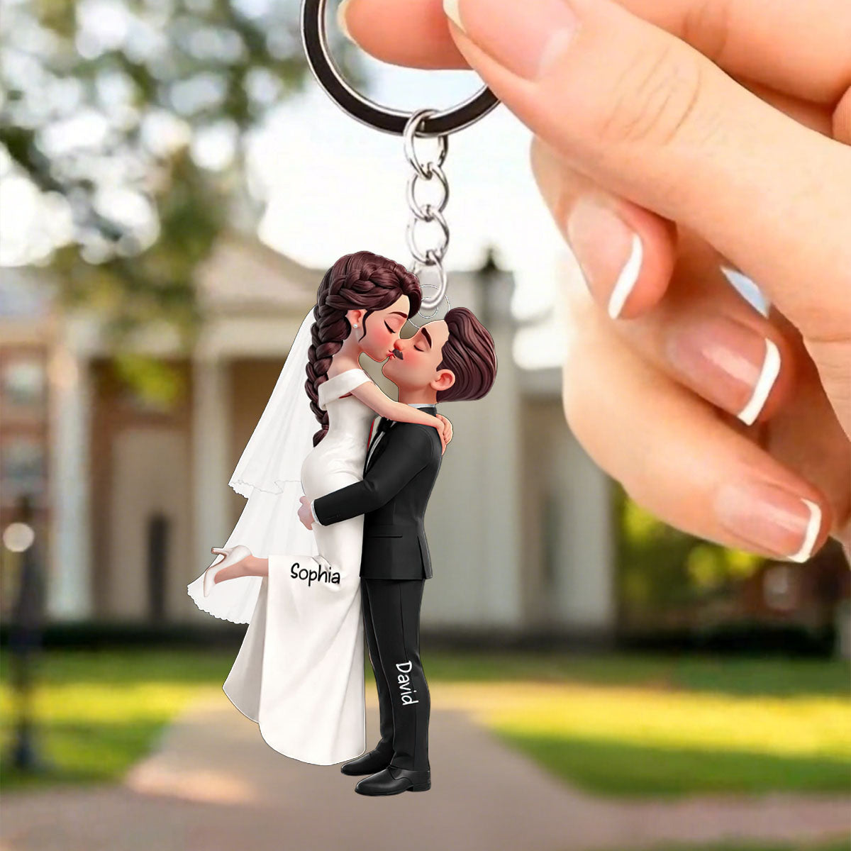 Personalized Newlywed Couple Wedding Keychain - Wedding Gift Anniversary Gift Newlywed Gift