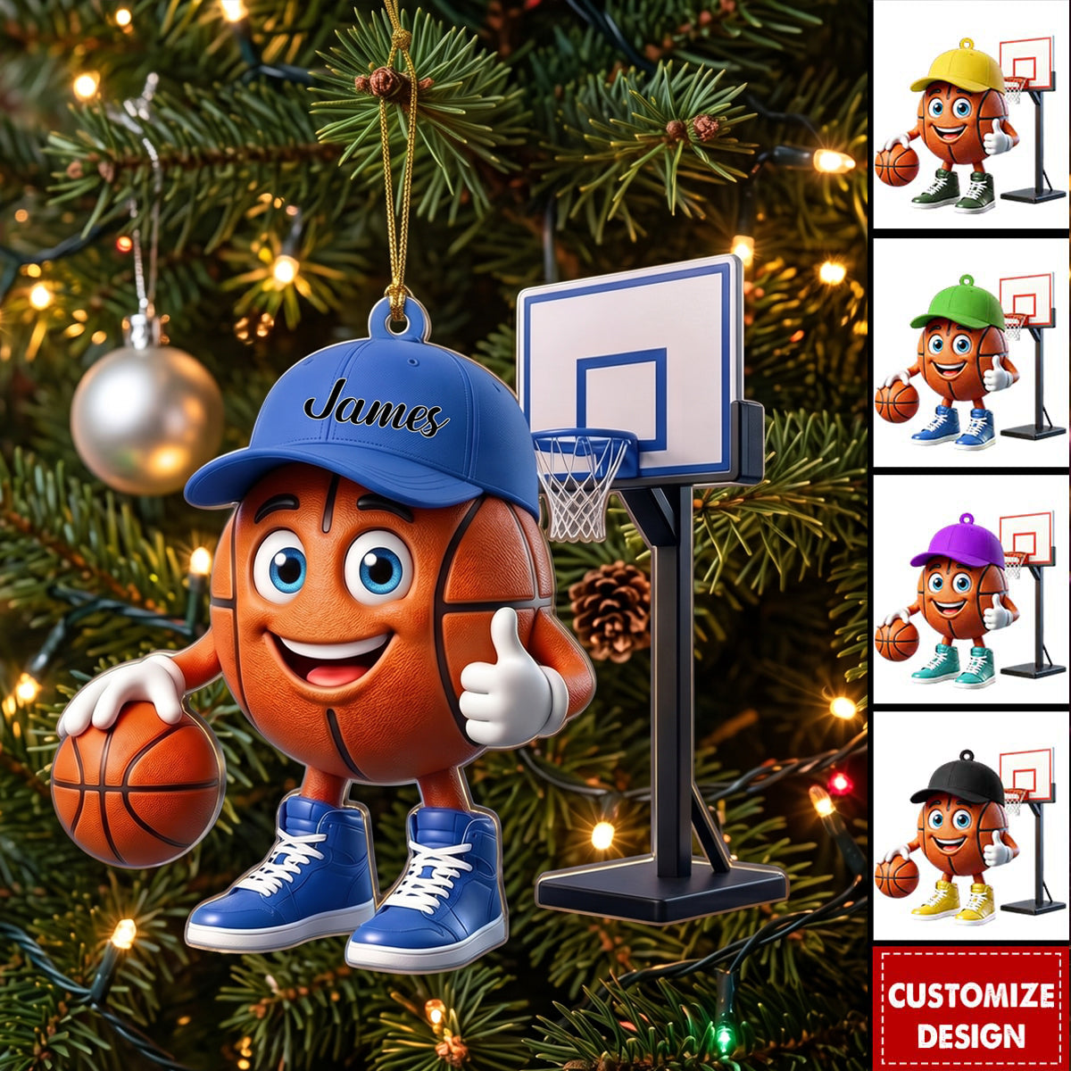 Personalized Cute Basketball Mascot Ornament - Gift for Basketball Lover - New Release