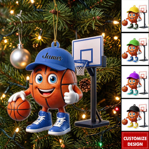 Personalized Cute Basketball Mascot Ornament - Gift for Basketball Lover - New Release
