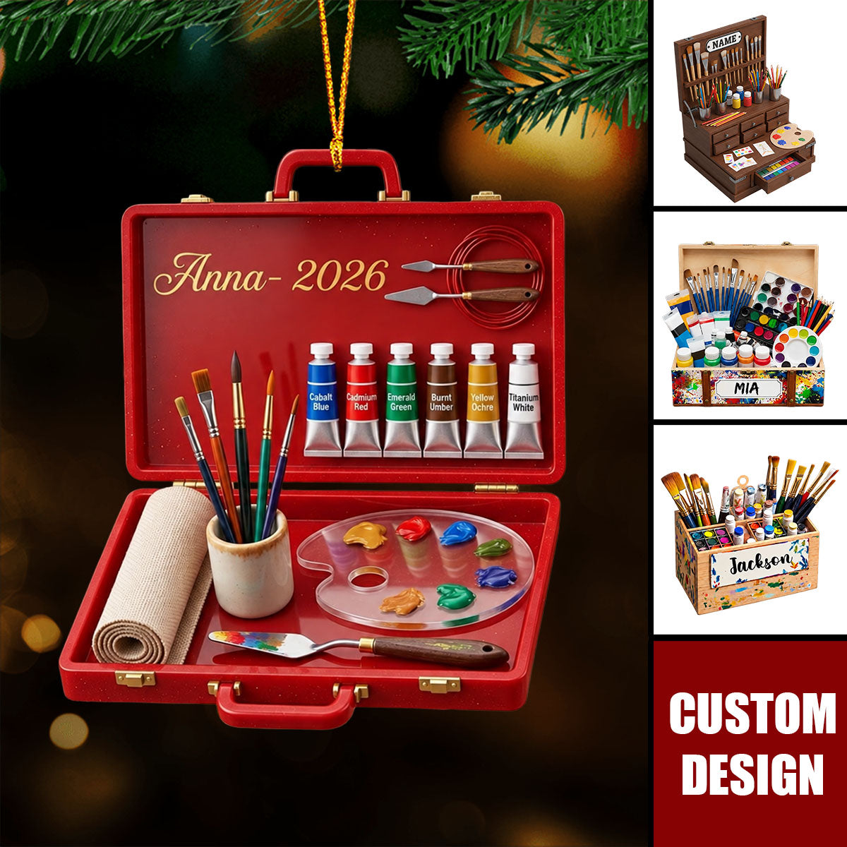 Personalized Artist Paint Box Brushes Acrylic Ornament Decor