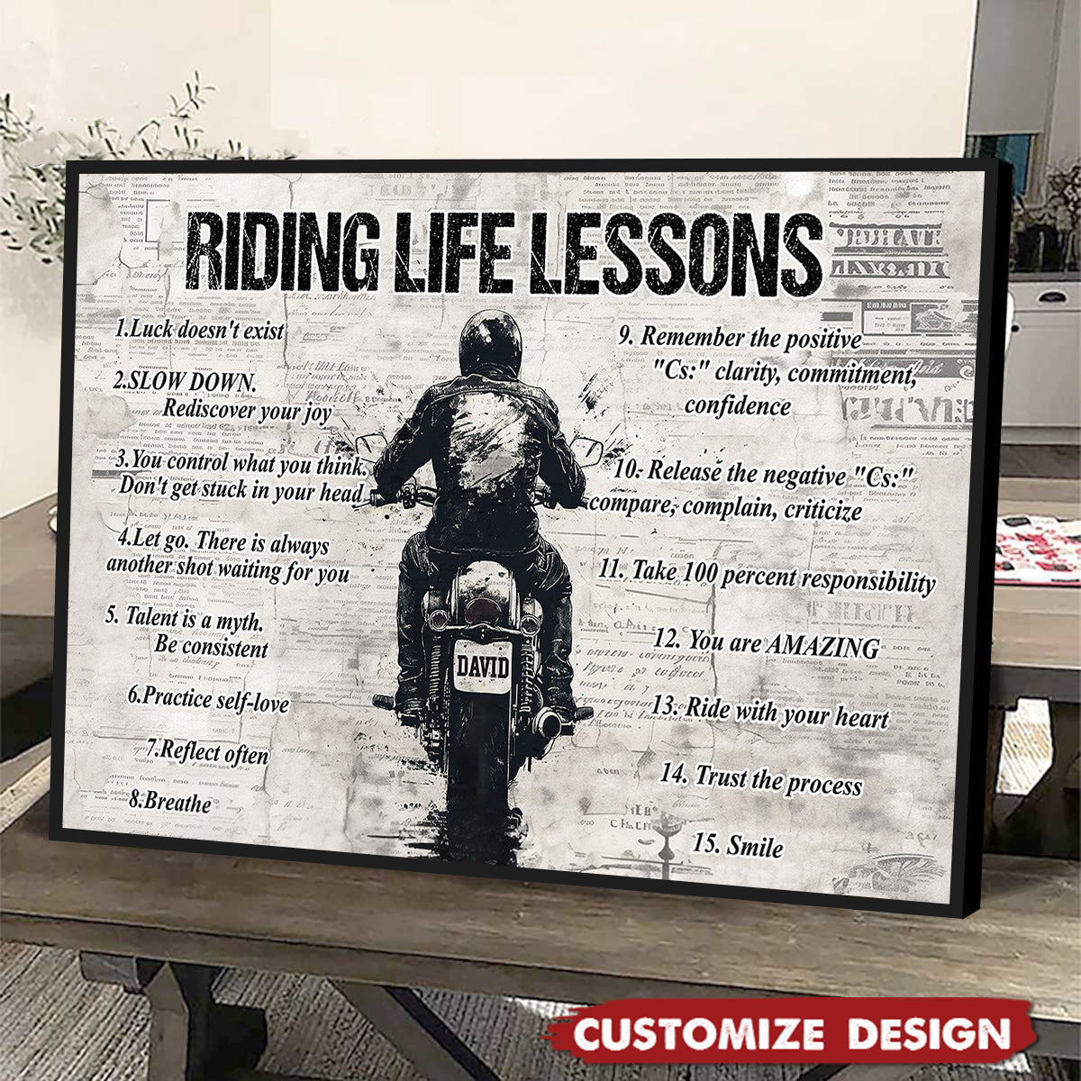 Personalized Motivational Quote Riding Life Lessons Poster - Gift For Biker