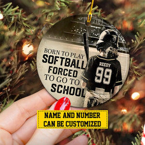 Born To Play Softball Personalized Funny Softball Girl Christmas Ceramic Ornament