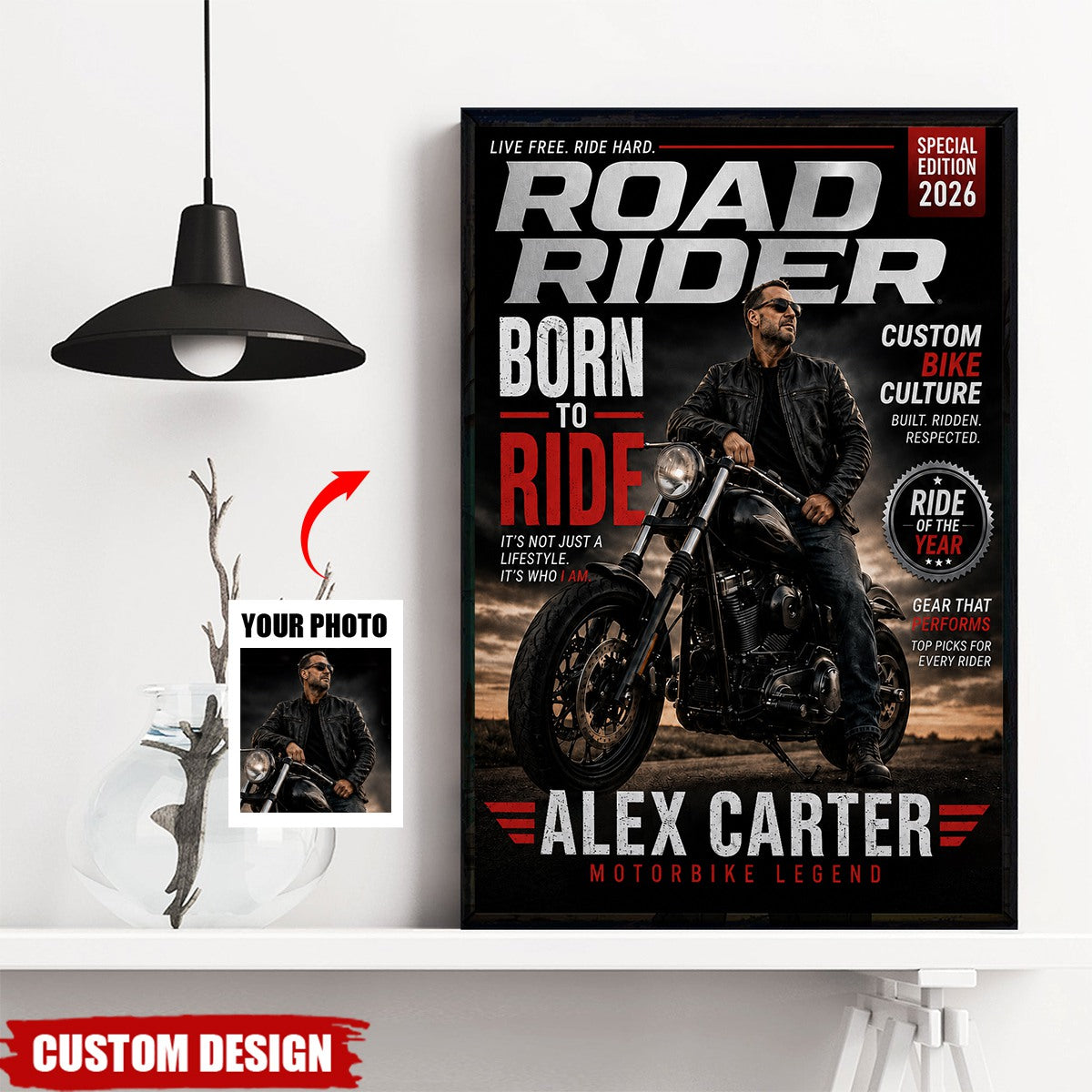 Road Rider Of The Year - Personalized Motorbike Photo Poster - Biker, Motorbike Lovers Gift