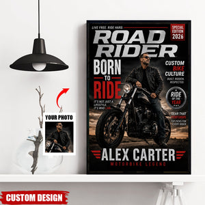 Road Rider Of The Year - Personalized Motorbike Photo Poster - Biker, Motorbike Lovers Gift