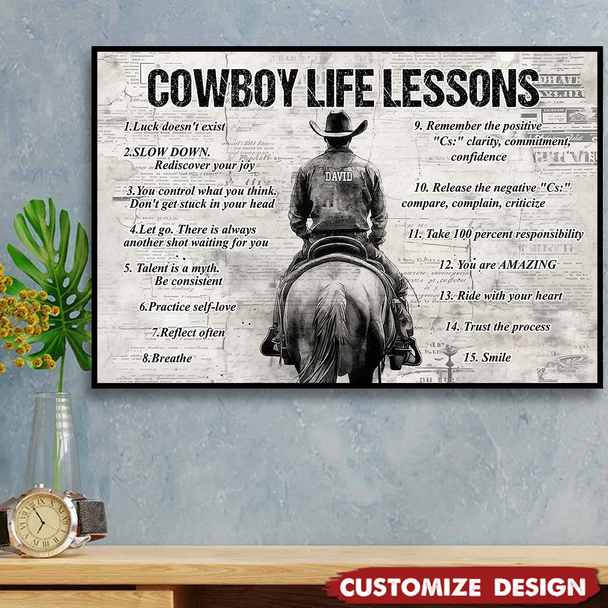 Personalized Cowboy Life Lessons Cool Quotes Poster - Gift For Cowboy