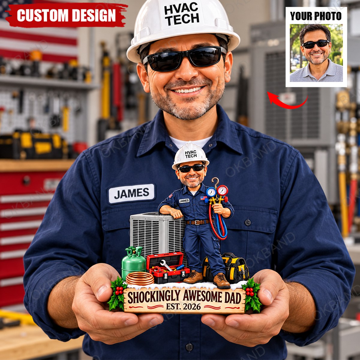 Personalized HVAC Technician Acrylic Plaque, Custom Photo HVAC Tech Gift