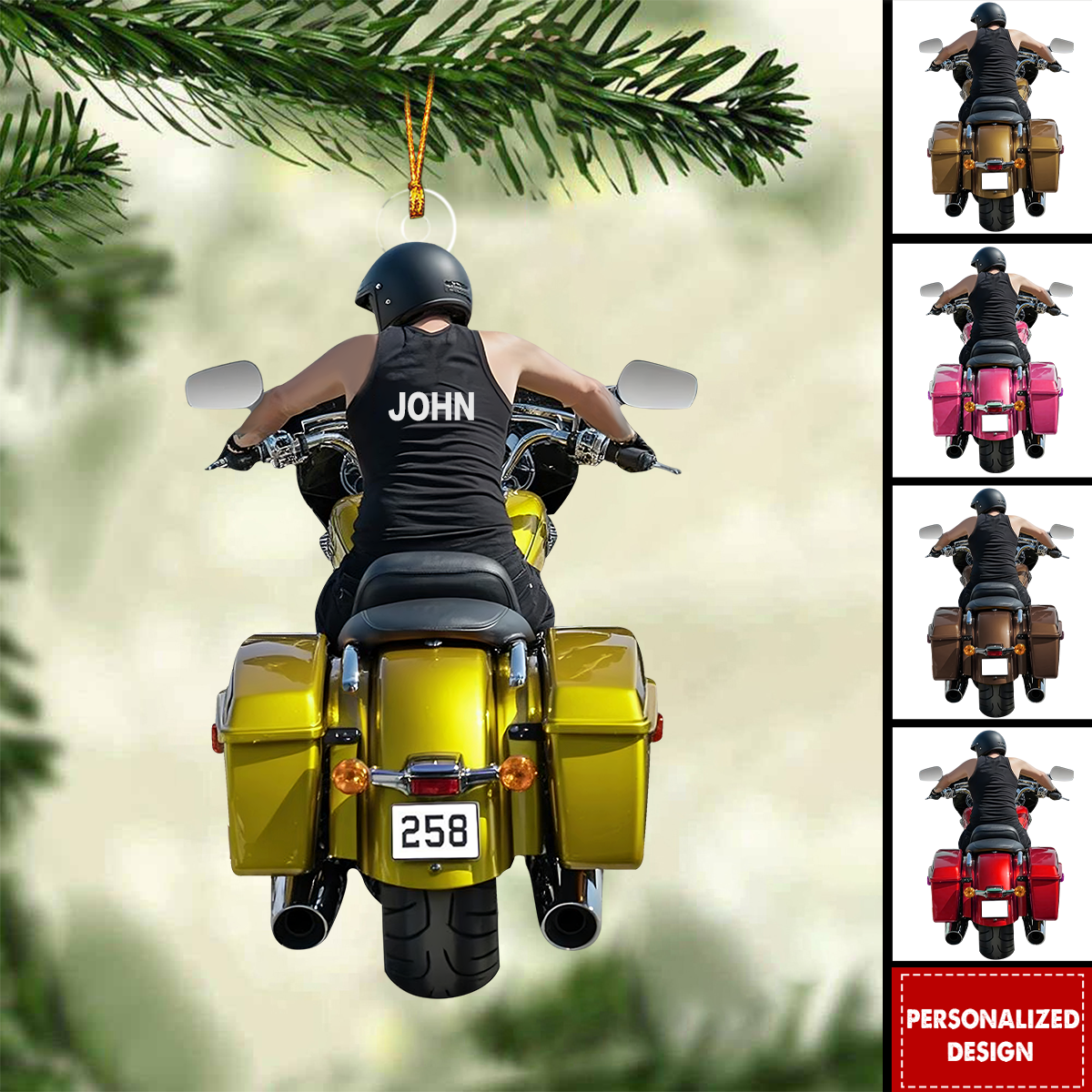 Personalized Motorcycle Christmas Ornament-Gift Idea for Motorcycle Riders and Bike Lovers