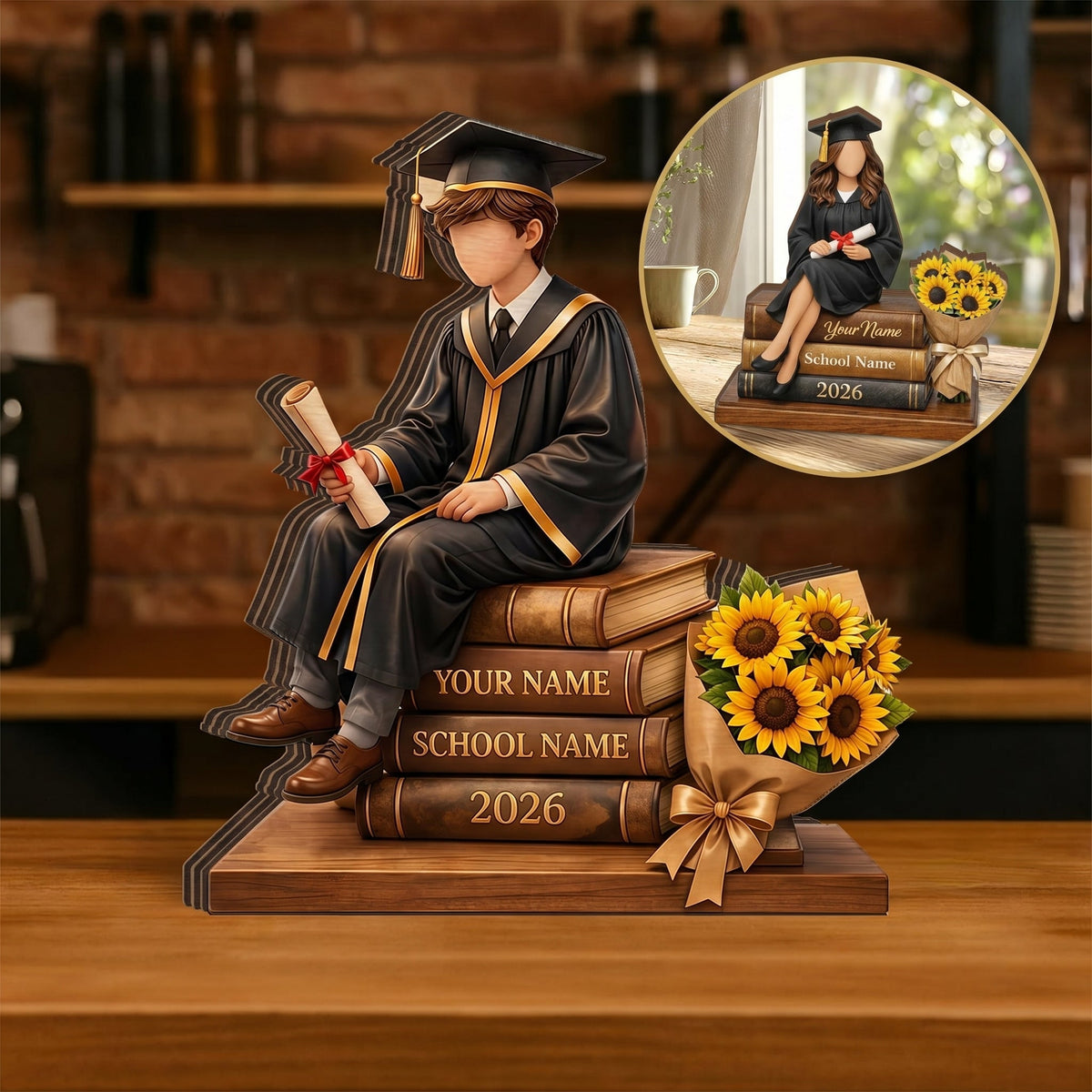 Personalized Graduation Wooden Block Plaque, Custom Name Grad Gift, Class of 2026 Keepsake