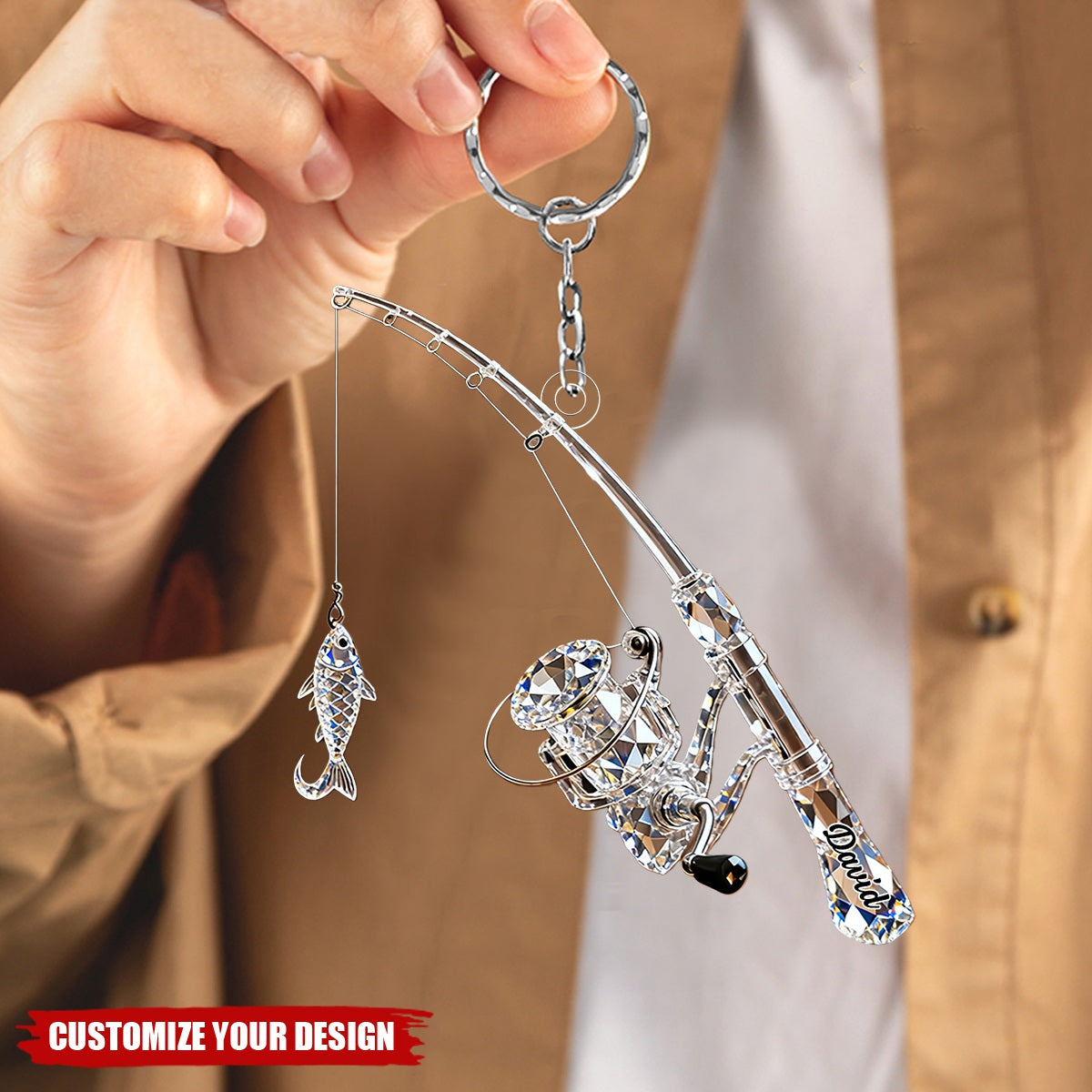 Personalized Fishing Rod Keychain Gift For Fishing Lover