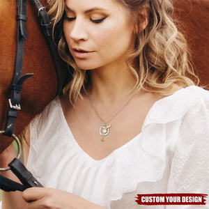 Personalized Horseshoe Saddle Protective Necklace - Dainty Jewelry Birthday Anniversary Gift for Horse Owners Lovers