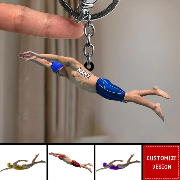 Personalized Swimming Keychain-Gift For Swimmer - OKBANDS