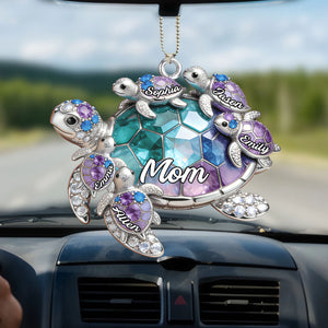 Personalized Grandma Turtle-shaped Car Hanging Ornament - Gift For Mom and Grandma
