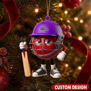 Personalized Cute Cricket Mascot Ornament - Gift for Cricket Lover - New Release