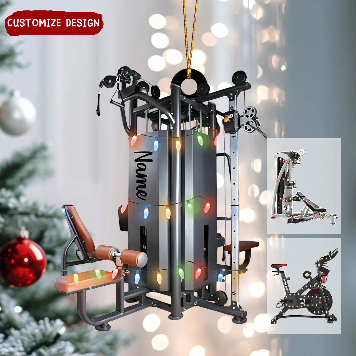 Personalized Exercise Equipment Gym Christmas Ornament , Fitness Keepsake, Gift For Gym Lovers - 2024 New Release
