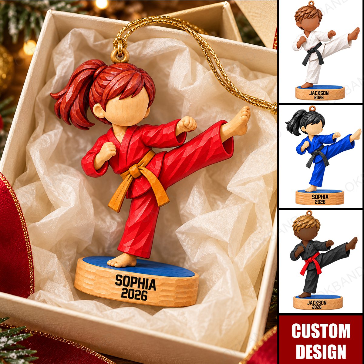 New Personalized Black Belt Christmas Ornament - Taekwondo,Karate Gift