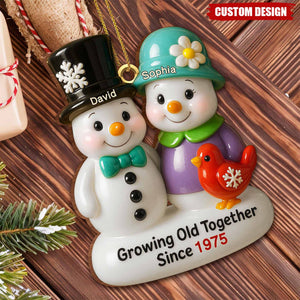 Personalized Growing Old Together Snowman Couple Ornament
