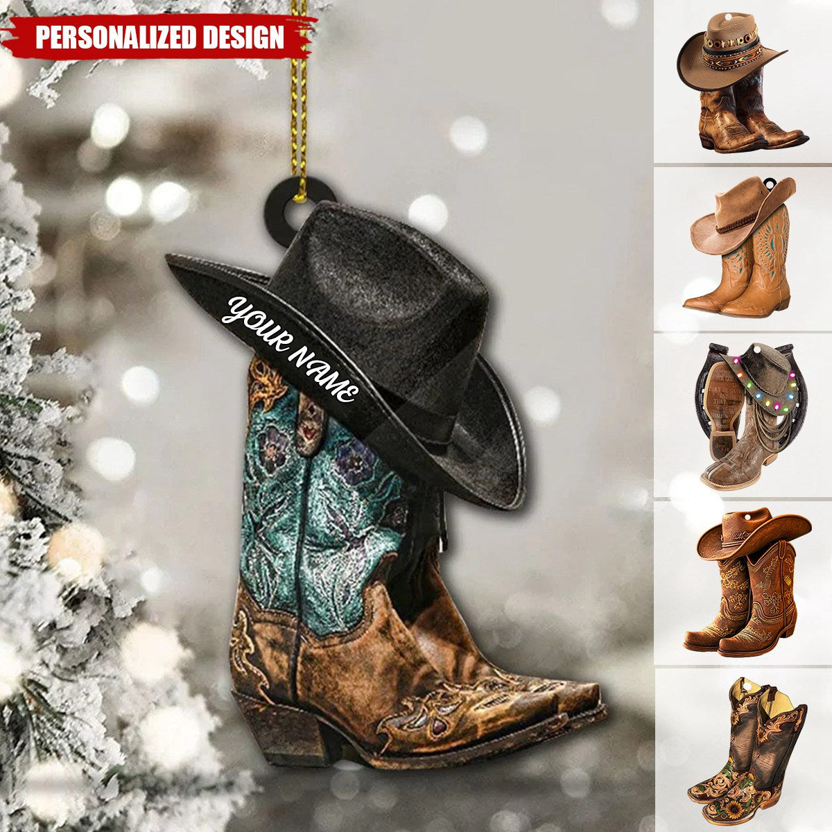 2024 New Release Personalized Boots And Hat Cowboy Christmas Ornament-Gifts For Horse Lover