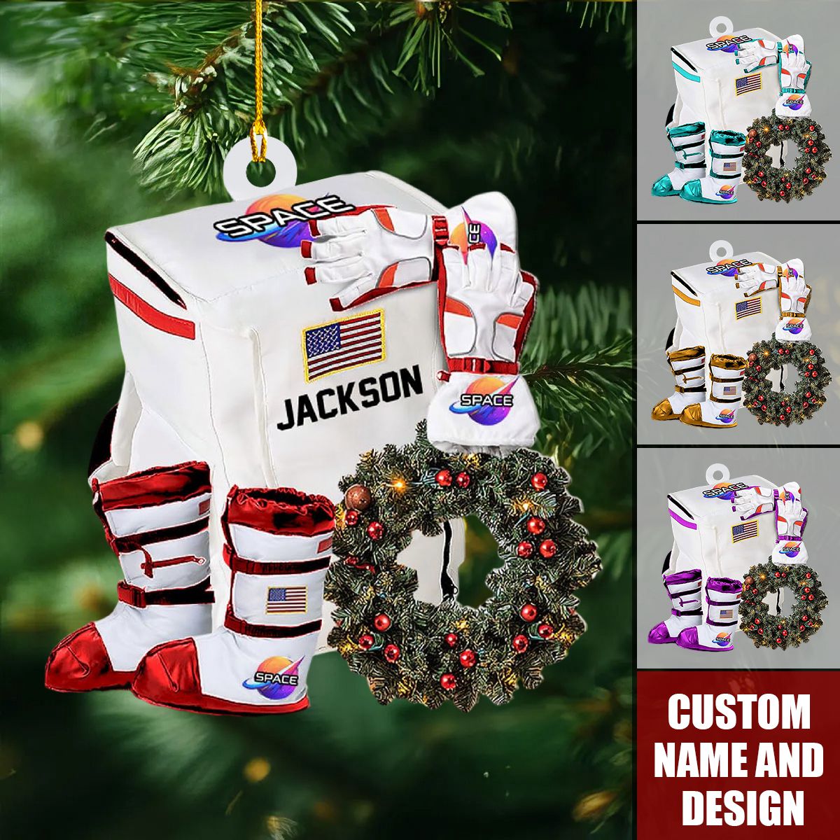 2024 New Release Personalized Astronaut Space Christmas Ornaments -Gifts For Skiing Lover