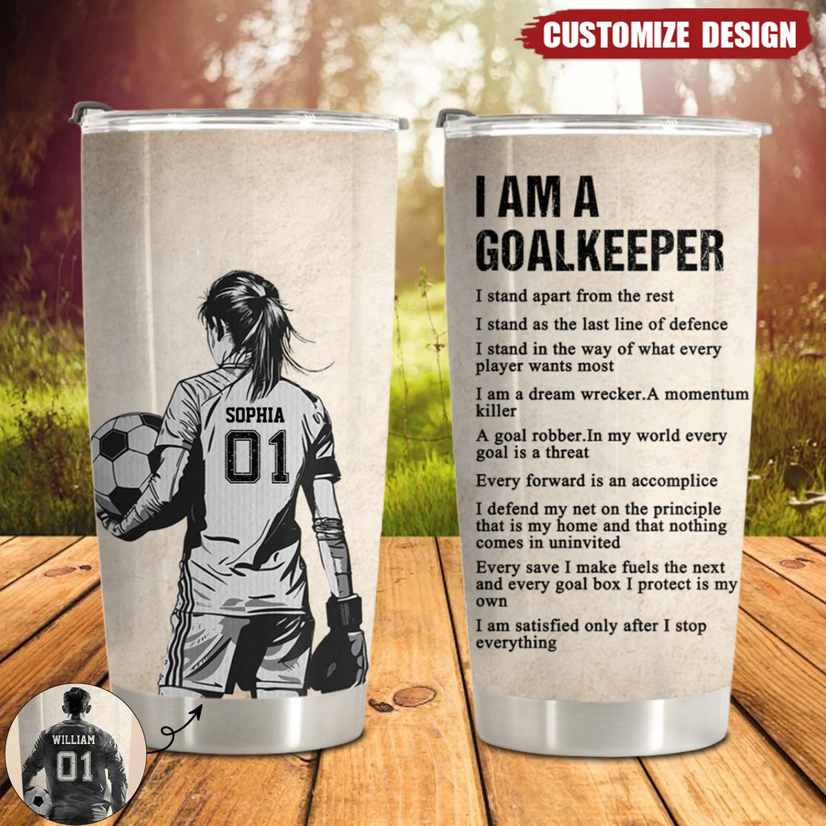 Personalized Goalkeeper Tumbler - Gift For Soccer Lovers