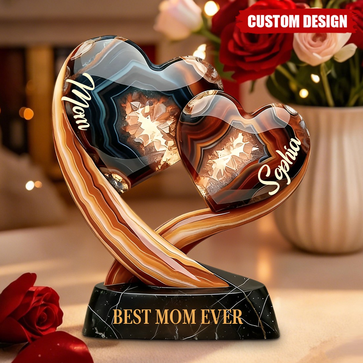 Together Forever - Personalized Two Heart Mother's Day Keepsake Plaque