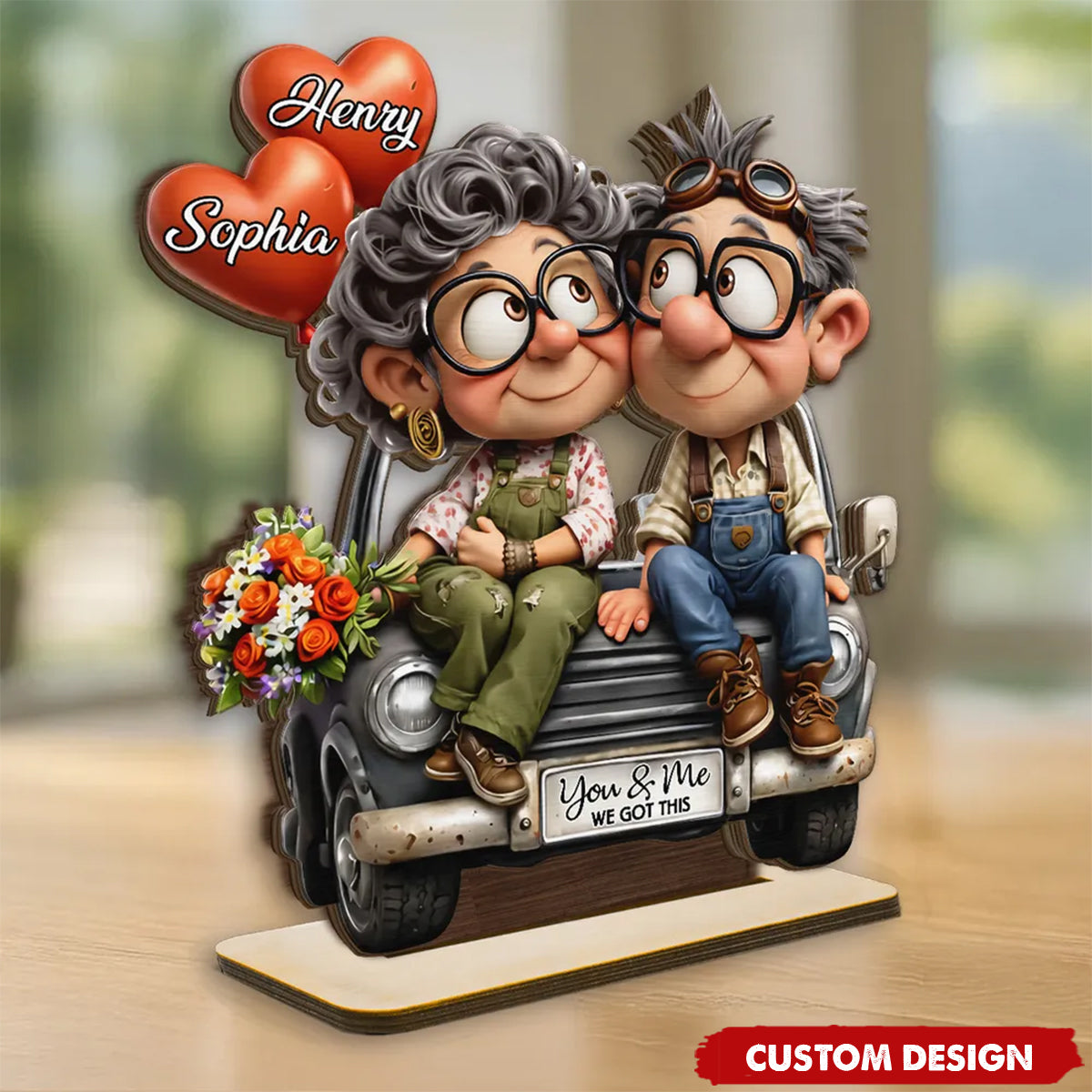 Custom Vintage Truck Wooden Plaque - Personalized Anniversary Wedding Gift for Couple