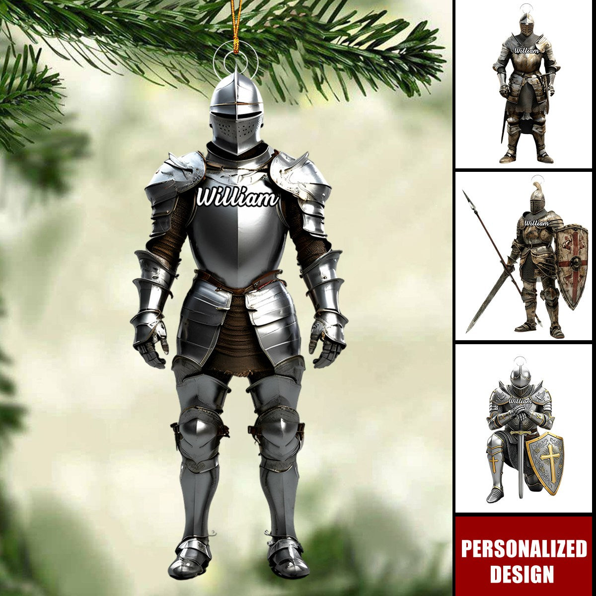 Knight Gift Personalized knight armor Christmas ornament - OKBANDS