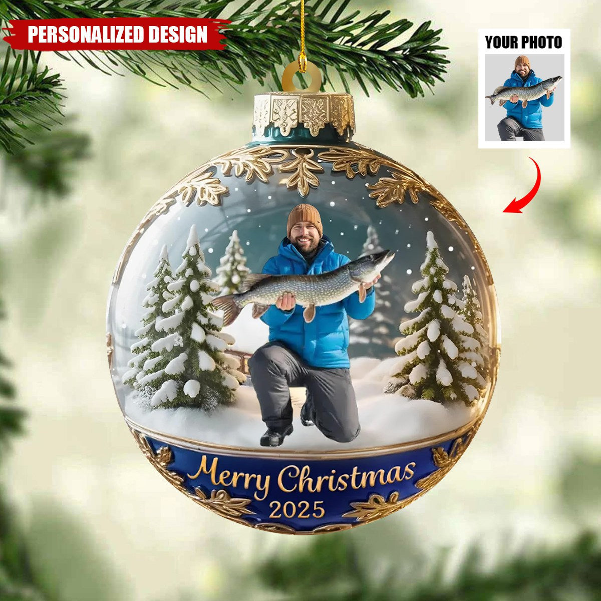 Personalized Upload Photo Ornament-Gift For Fishing Lover